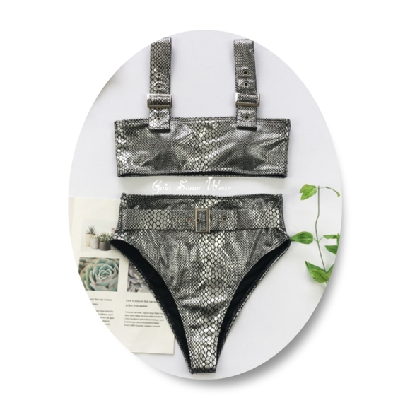 GSW Silver Snake Pattern 2-piece  Swimsuit - Picture 2 of 4